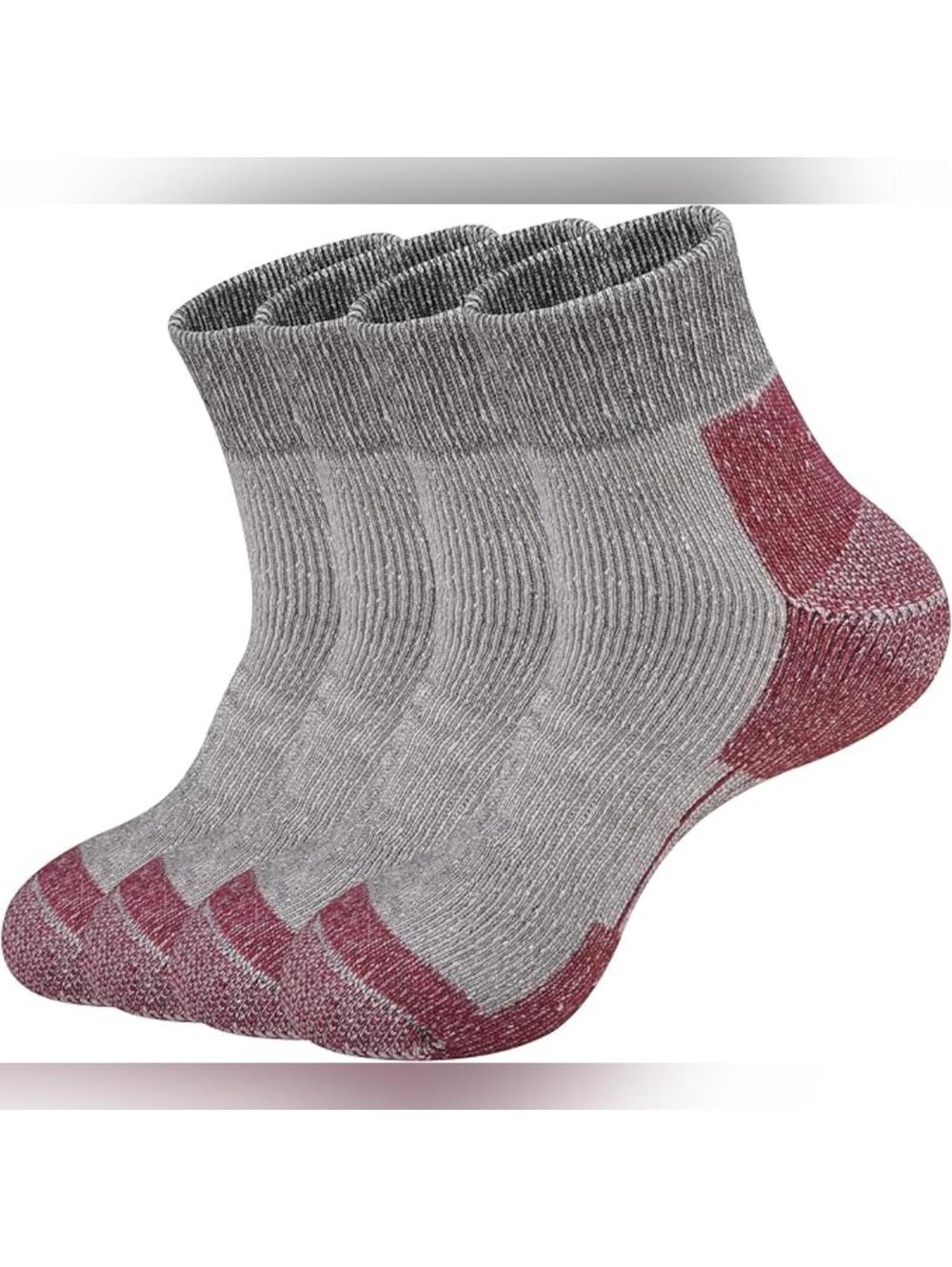 NIB ECOEY Men's Moreno Wool Cushioned Hiking Socks Quarter Length, 4 Pair, 9-11